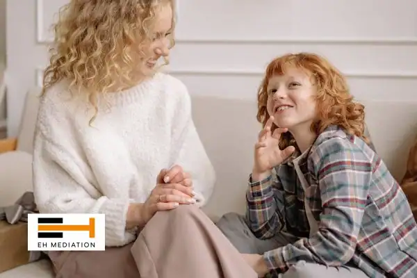 Happy mother and child after sorting child arrangements mediation Bromley